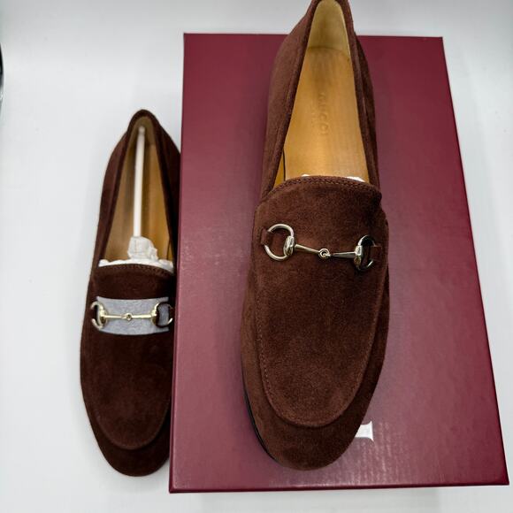 Gucci Women's Jordaan Horsebit Suede Loafers Brown Size EU 39.5 US 9.5 - Picture 6 of 13